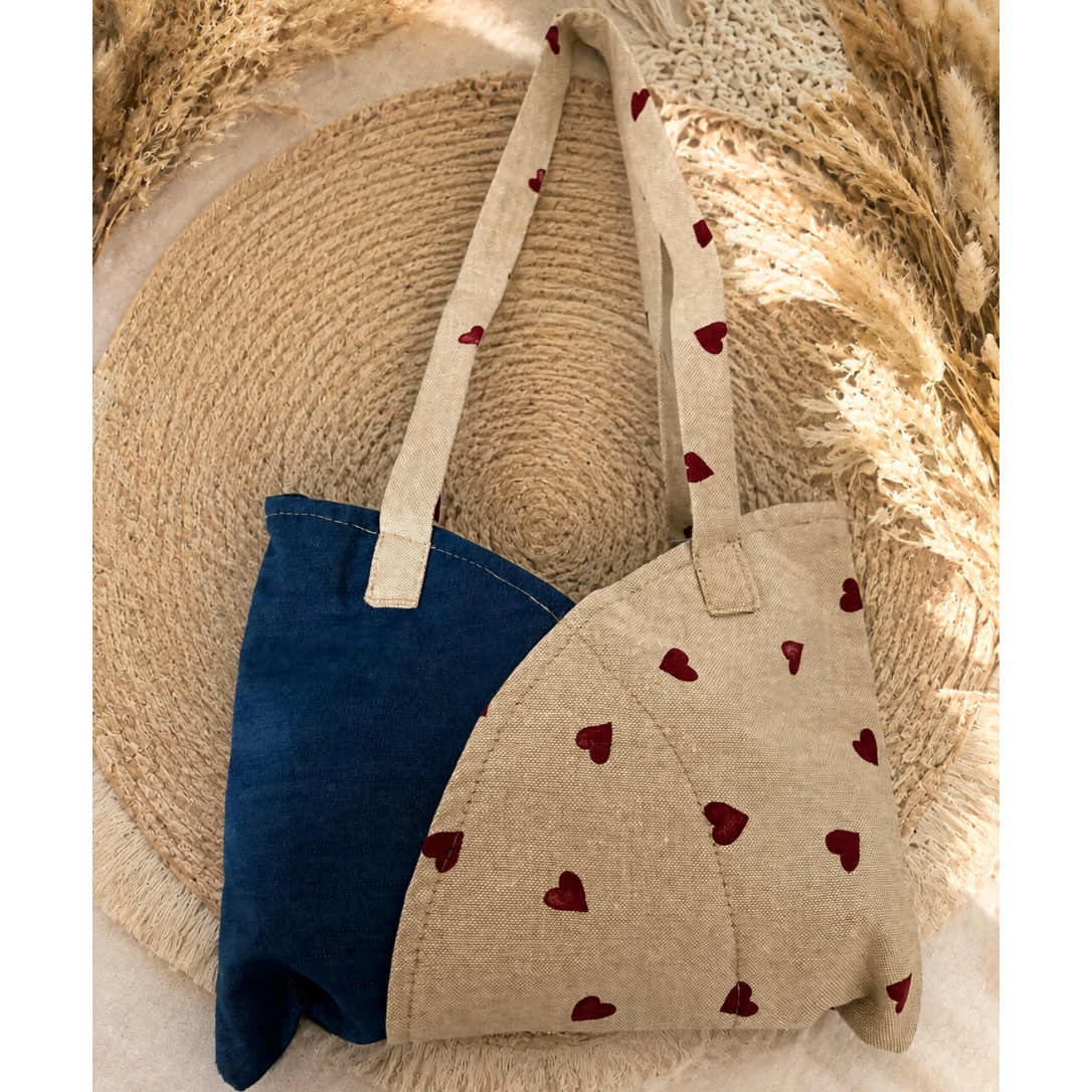 Unikat - Handgefertigte Tasche "Herzen trifft Jeans"