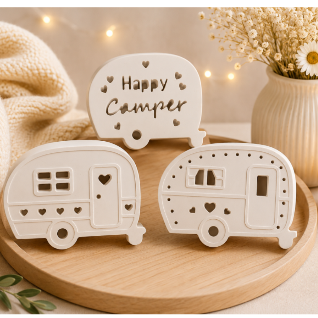 Dekofigur "Happy Camper" mit LED