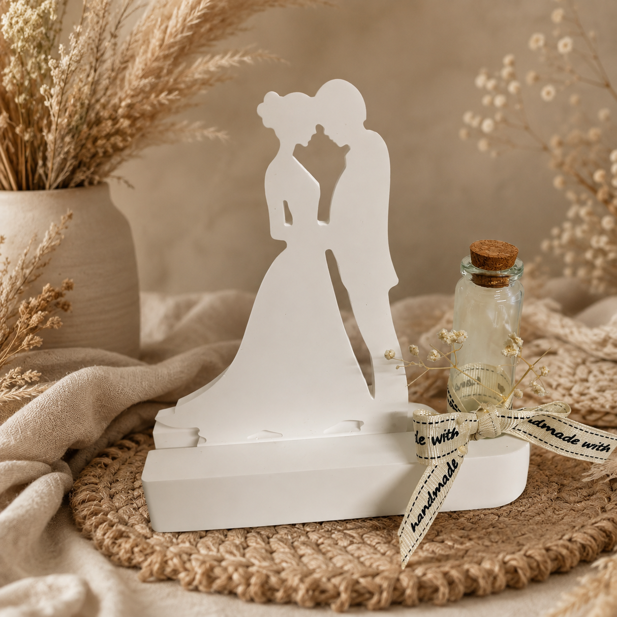 Dekofigur "Hochzeitspaar" mit Glas