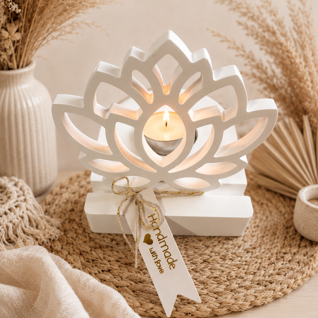 Kerzenhalter mit Motiv "Lotus"